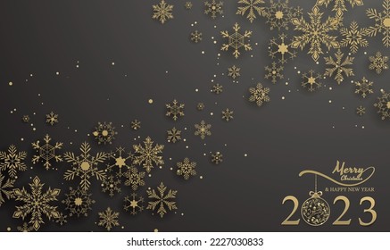 background golden snowflake,light ,christmas ,happy new year 2023.