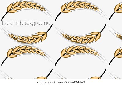 background with a golden spike or wheat on a light background. pattern of ears of corn and grain. modern logo for banners. vector illustration