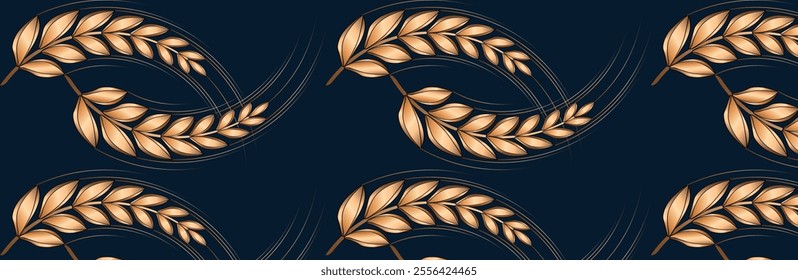 background with a golden spike or wheat on a light background. pattern of ears of corn and grain. modern logo for banners. vector illustration