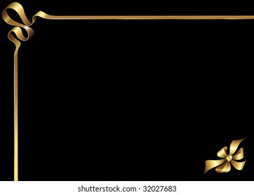 Background with golden tape on black. There is a space for text. Vector illustration