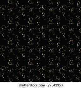 Background of golden wineglasses seamless