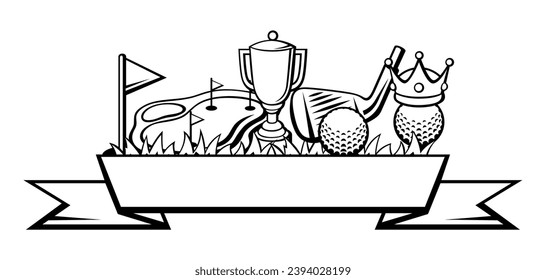 Background with golf items. Sport club illustration.