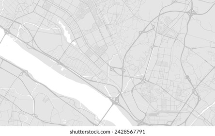 Background Goyang map, South Korea, white and light grey city poster. Vector map with roads and water. Widescreen proportion, digital flat design roadmap.