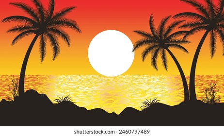 Background with gradient beach sunset landscape