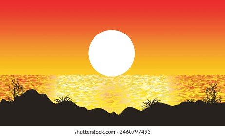 Background with gradient beach sunset landscape