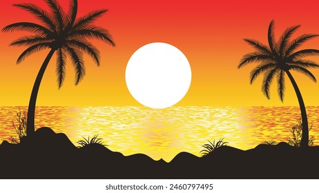 Background with gradient beach sunset landscape