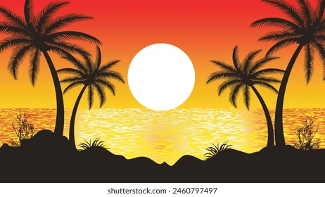 Background with gradient beach sunset landscape