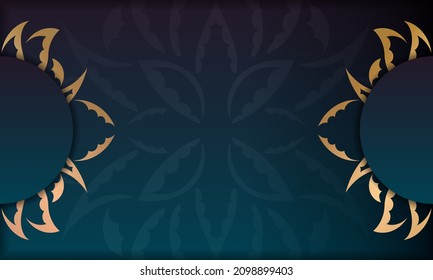 Background with gradient blue color with greek gold pattern for design under the text