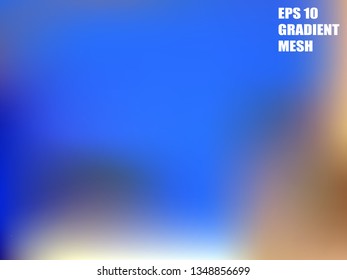 Background gradient blurry mesh abstract in blue and light beige colors. Template for colorful banner. Transparency not. Soft colored vector illustration in EPS10. Free editable.