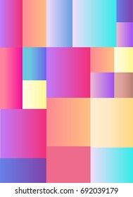 Background of gradient color squares: pink, purple, yellow, blue