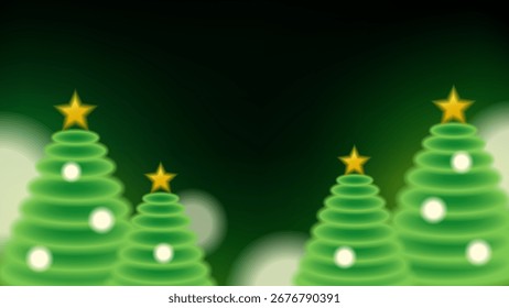Fondo con abetos degradados. Navidades de fondo de la noche con árboles brillantes. Vector Anuncio, lugar de texto, feliz año nuevo saludos