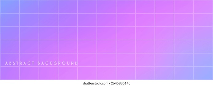 Background with gradient grid and abstract Y2K layout. Pastel color transition with soft texture. Includes hues of blue, purple, magenta, cyan, and lavender. Vector illustration.