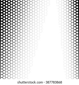 Background with gradient of monochrome hex grid