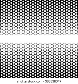 Background with gradient of monochrome hex grid