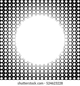 Background with gradient of monochrome hex grid