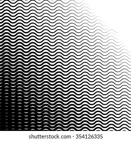 Background with gradient of monochrome wave lines