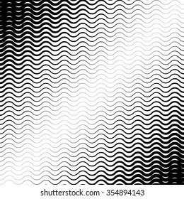 Background with gradient of monochrome wave lines