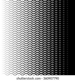 Background with gradient of monochrome wave lines