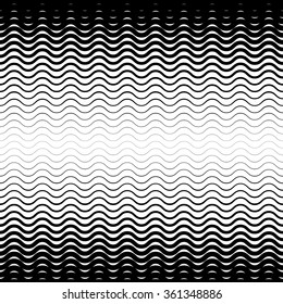 Background with gradient of monochrome wave lines