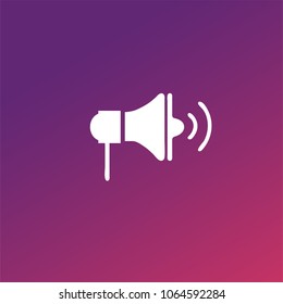 Background is a gradient white color megaphone symbol