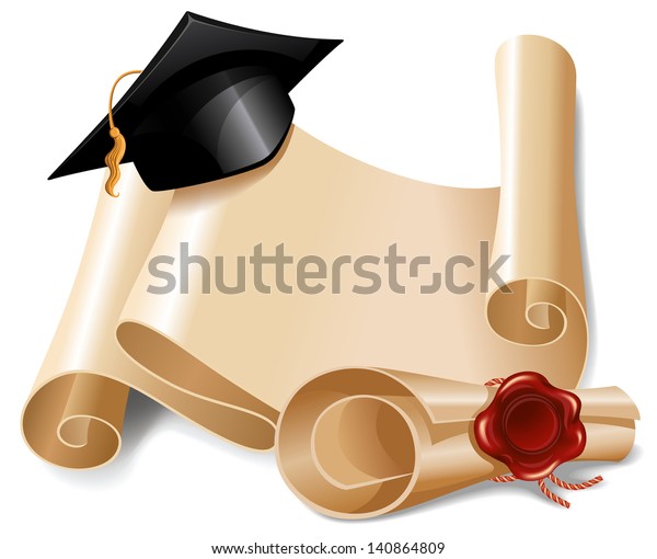 Background Graduation Cap Diploma Place Your Stock Vector Royalty Free 140864809