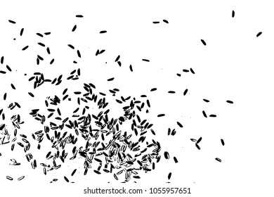 Background with grain of rice. Handmade illustration of rice organic texture background. Vector.