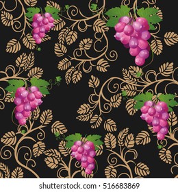 background with grapes and branches