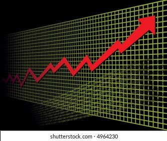 As background graph disappears into perspective, a growth arrow rockets into the future