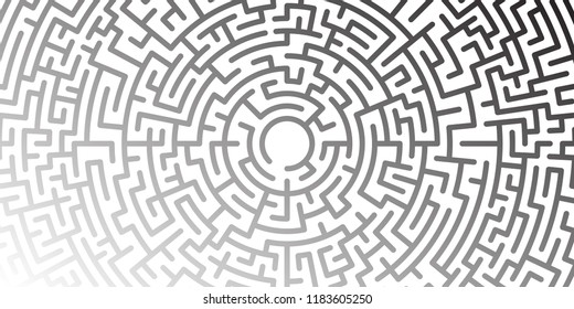 Background with graphic abstract geometry labyrinth pattern. Geometric background. Black maze circle. Black labyrinth. Maze symbol