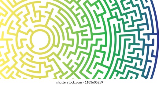 Background with graphic abstract geometry labyrinth pattern. Geometric background. Gradient maze circle. Gradient labyrinth. Maze symbol