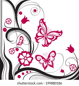 background of graphic butterflies flying