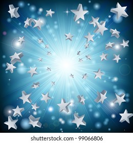 A background graphic design with a blue star explosion