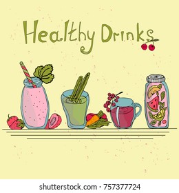 
background, graphic elements on the menu, cafes, healthy drinks