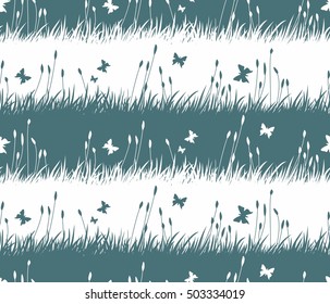 Background with grass and butterflies.