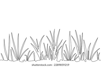 Hintergrund mit Gras. Händezeichnung Muster Wiese. Durchgehende Zeilenzeichnung. Vektorgrafik.