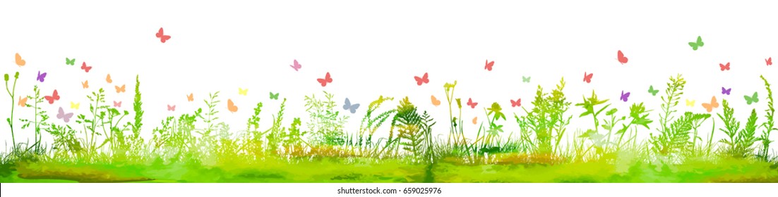 Background grass natural silhouette. Vector