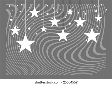 A background with gray sky and white stars.