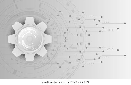 Hintergrund Grau weiß abstrakte Technologie technologisches Konzept Leiterplatten und Symbole Getriebemodell