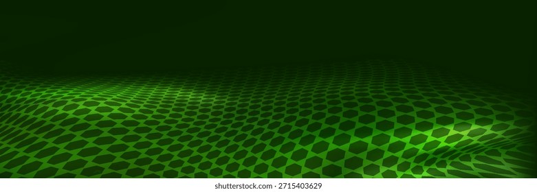 Fondo verde abstracto de tecnología futurista de energía azul patrón digital. Ciencia de textura ligera AI Anuncio gráfico cibernético. Innovación en el entorno de conexión de ondas de flujo de datos.