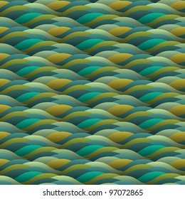 Background of green abstract waves.Seamless vector
