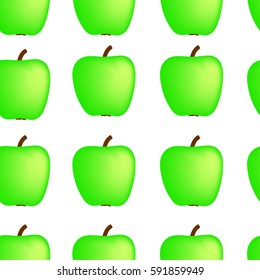 Background from green apples on white