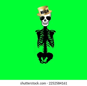 background green art design skeleton drawing pattern black art work 