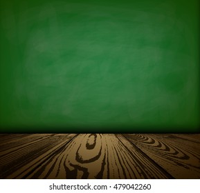 Background with green blackboard. Vector illustration.