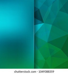 Background of green, blue geometric shapes. Blur background with glass. Colorful mosaic pattern. Vector EPS 10. Vector illustration