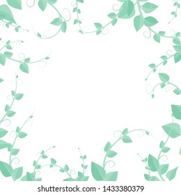 Background with green branches and vines, vector illustration