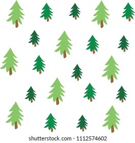 Background with green Christmas trees. Vector illustration.