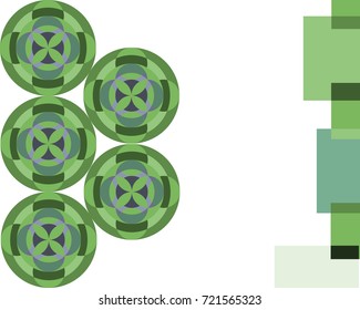 background with green circles and squares