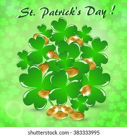 Background green with clover and coin