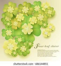 Background green clover leaves Symbol of luck and abundance.