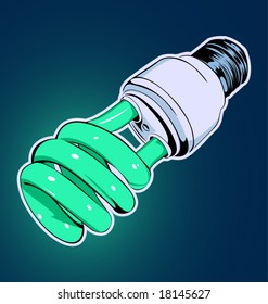 background with green energy-efficient electric bulb